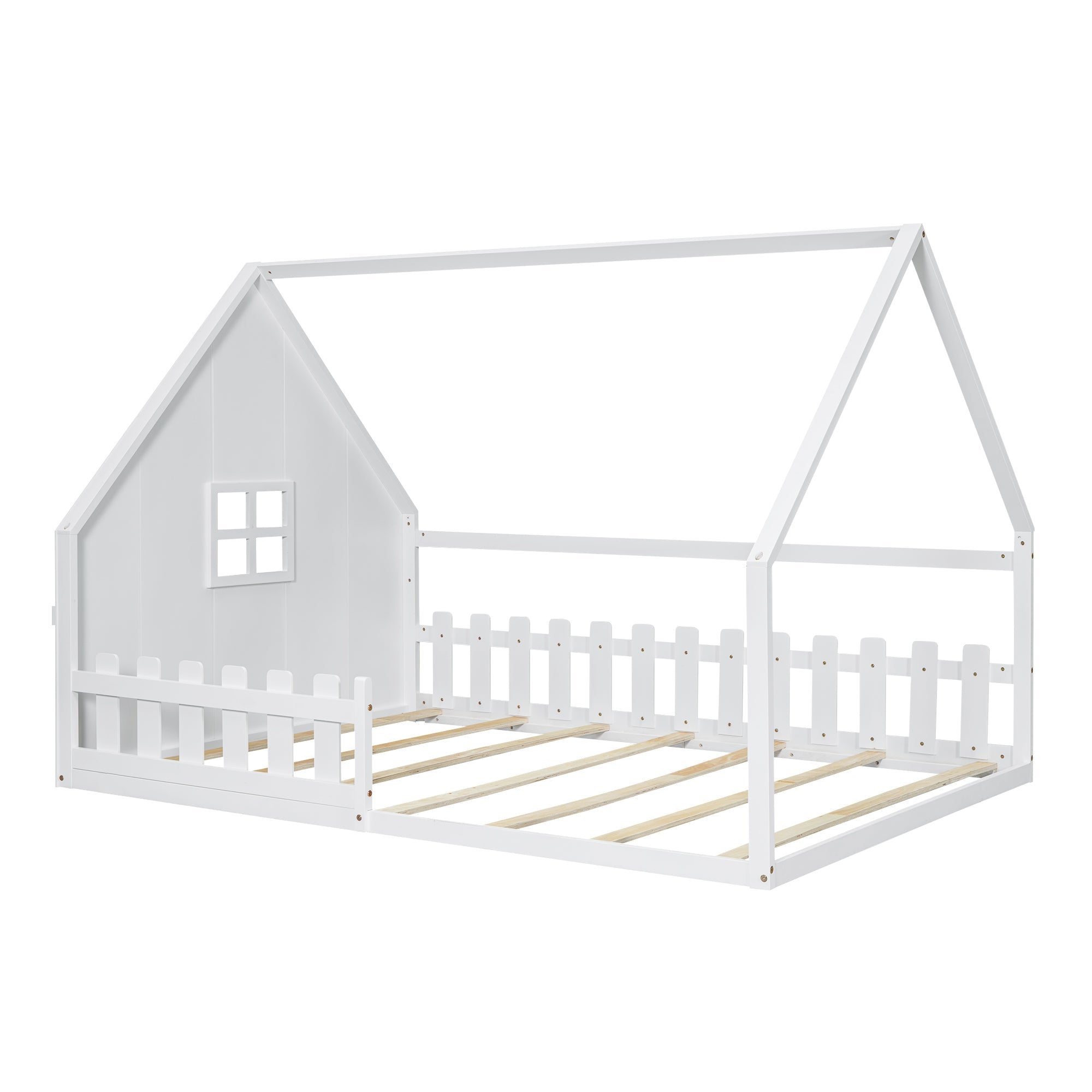 Flatbed 140x200cm House Rail Railing - White Pine