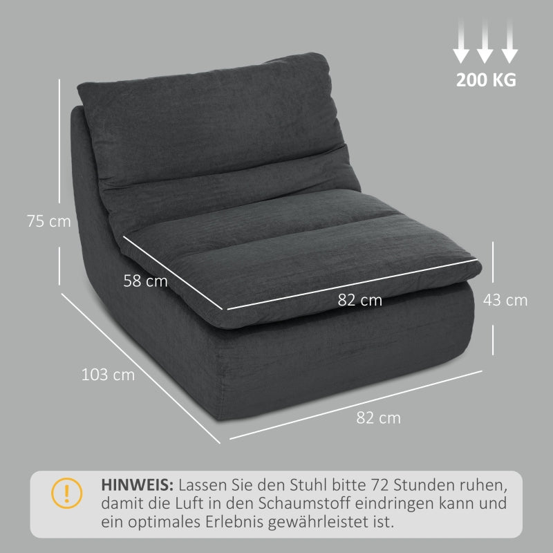 Floor Chair - One-Piece Ultra-High-Density Foam, Washable Cover, Gray
