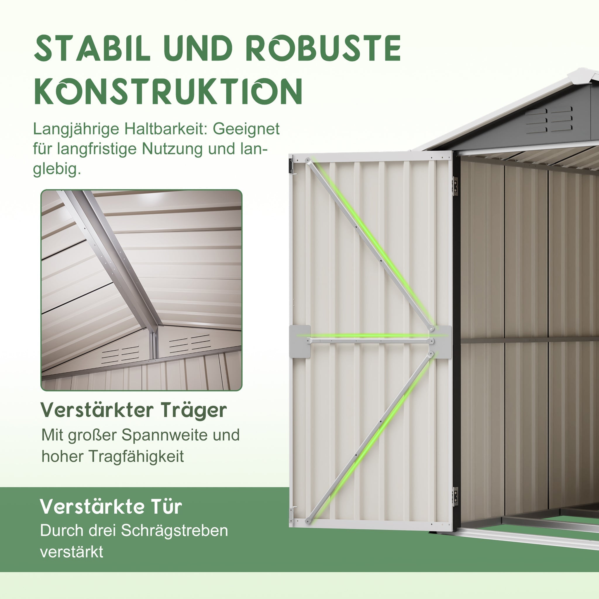 Metal Garden Shed 142x185cm, Lockable Door, Weatherproof, Grey