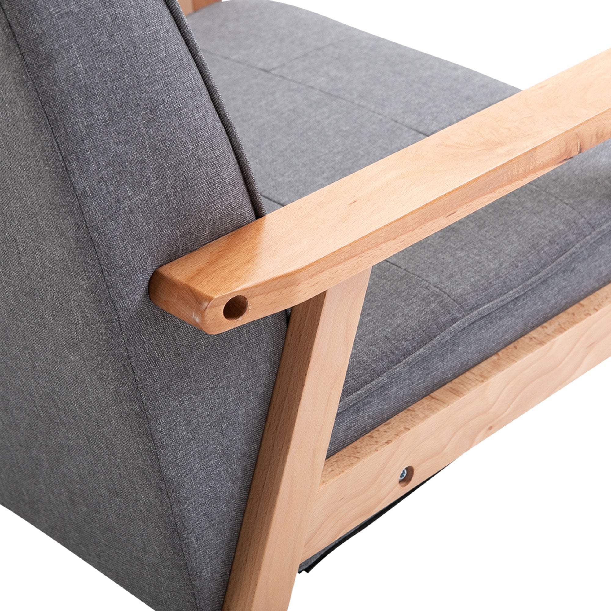 Minimalistic Accent Chair with Padded Wooden Frame - Dark Grey