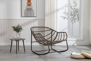 Outdoor Rattan Rocking Chair, Padded Seat with Backrest, Rattan