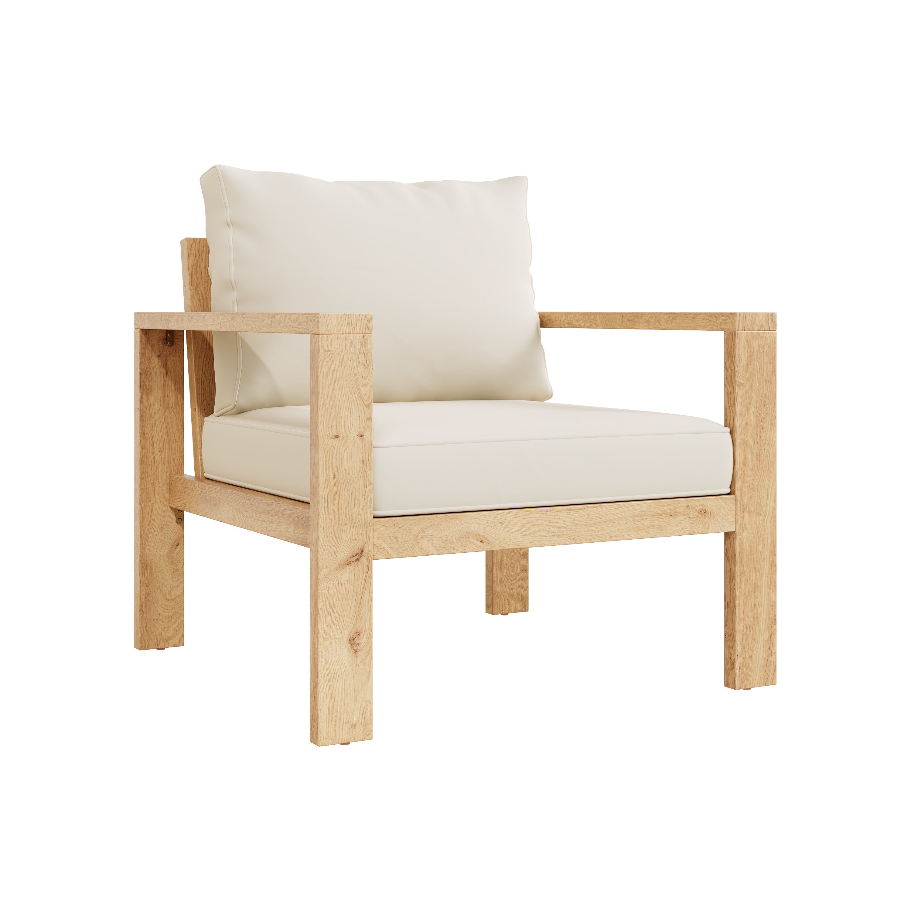 Garden Furniture Set with 5 Pieces for 4-6 People, Acacia Wood and Cream Canvas