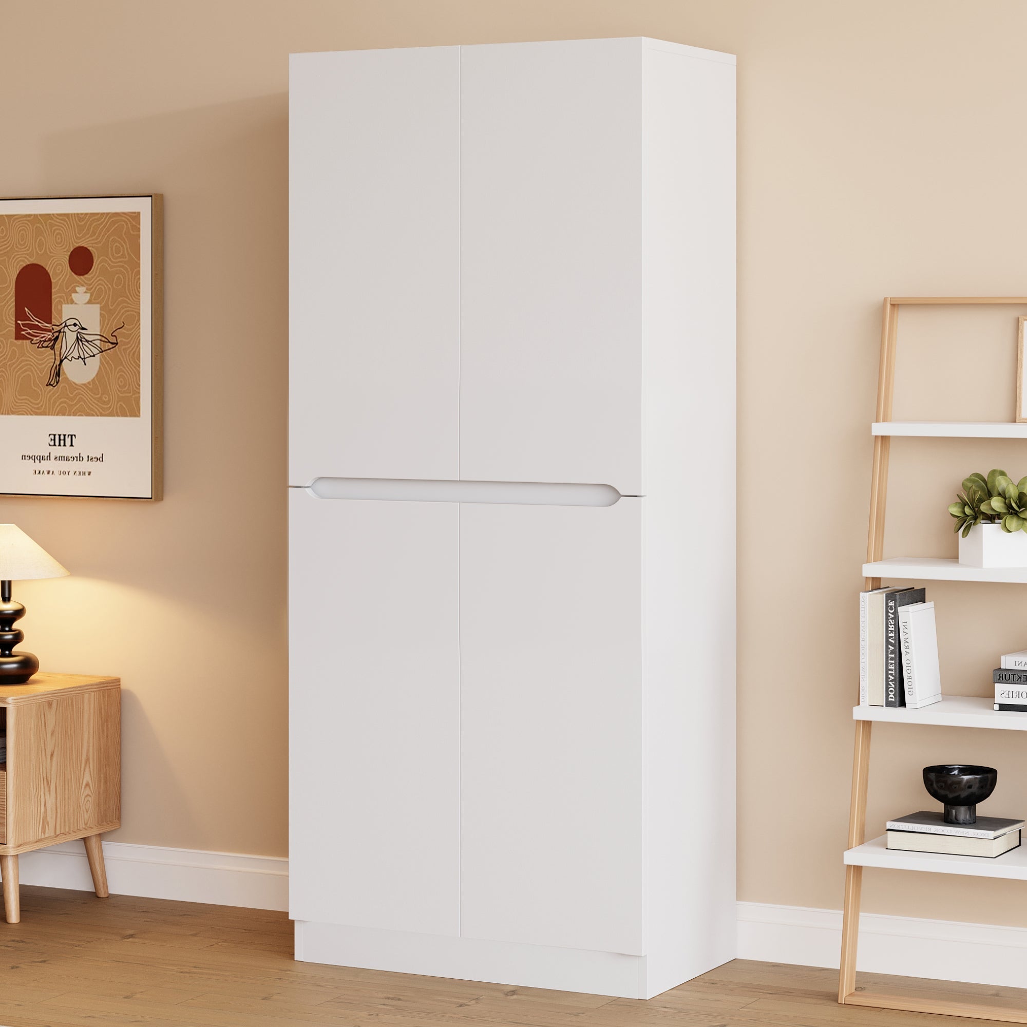Wardrobe Double Door Storage 70x40x170cm, White