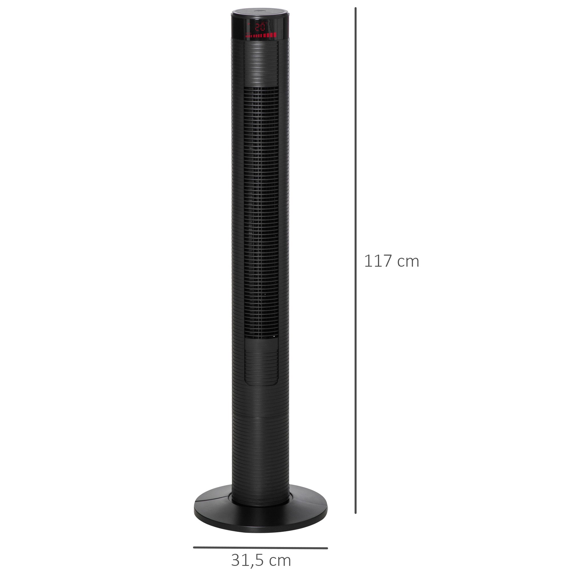 Tower Fan, 45W 70° Oscillation 12H Timer 3 Quiet Speeds, Black