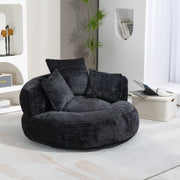 COOLMORE Lazy Sofa Durable Comfort Lounger High Back Bean Bag Chair Couch with Three Pillows, Black Chenille