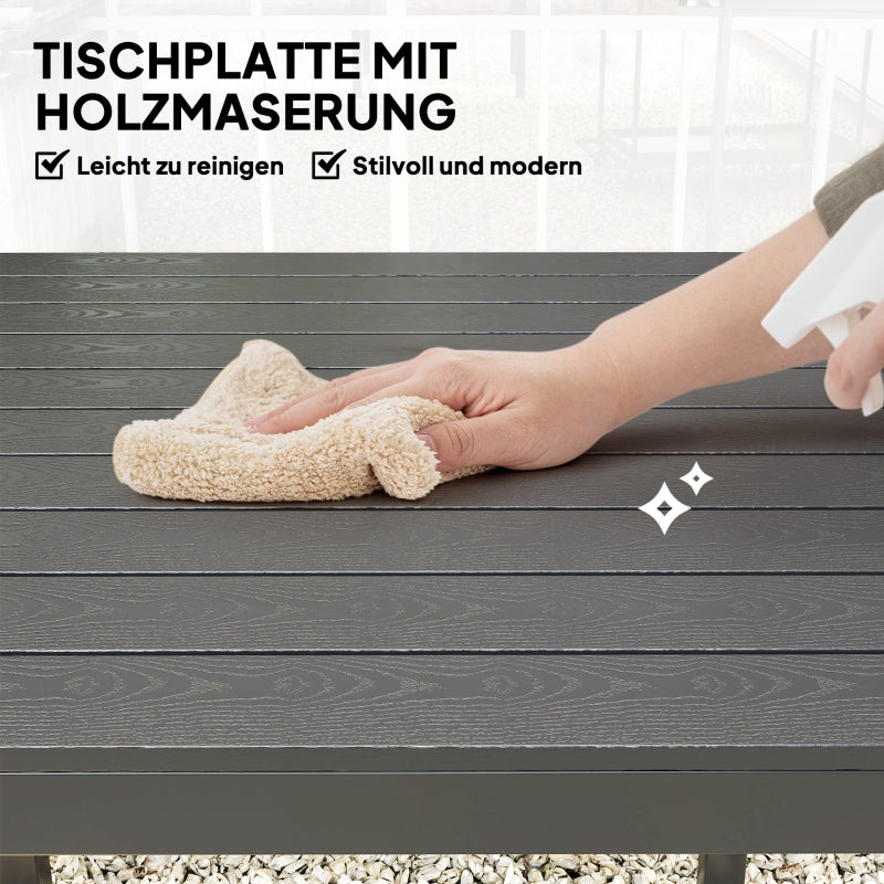 Gartentisch Aluminium 73x73cm Wetterfest 4-Personen Schwarz
