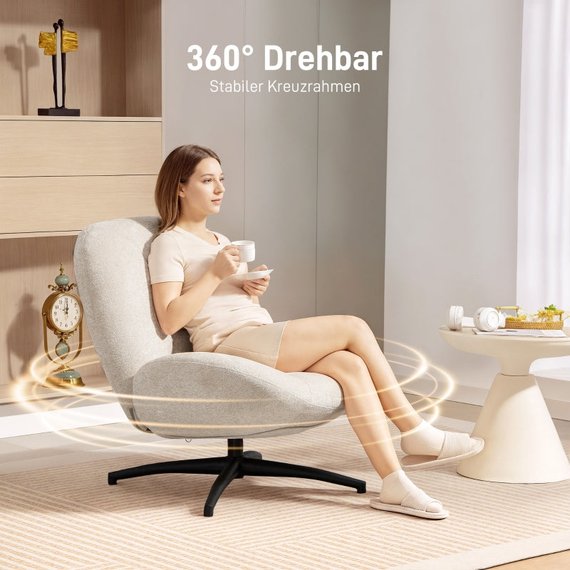 Swivel Upholstered Accent Chair Steel Base - Cream White