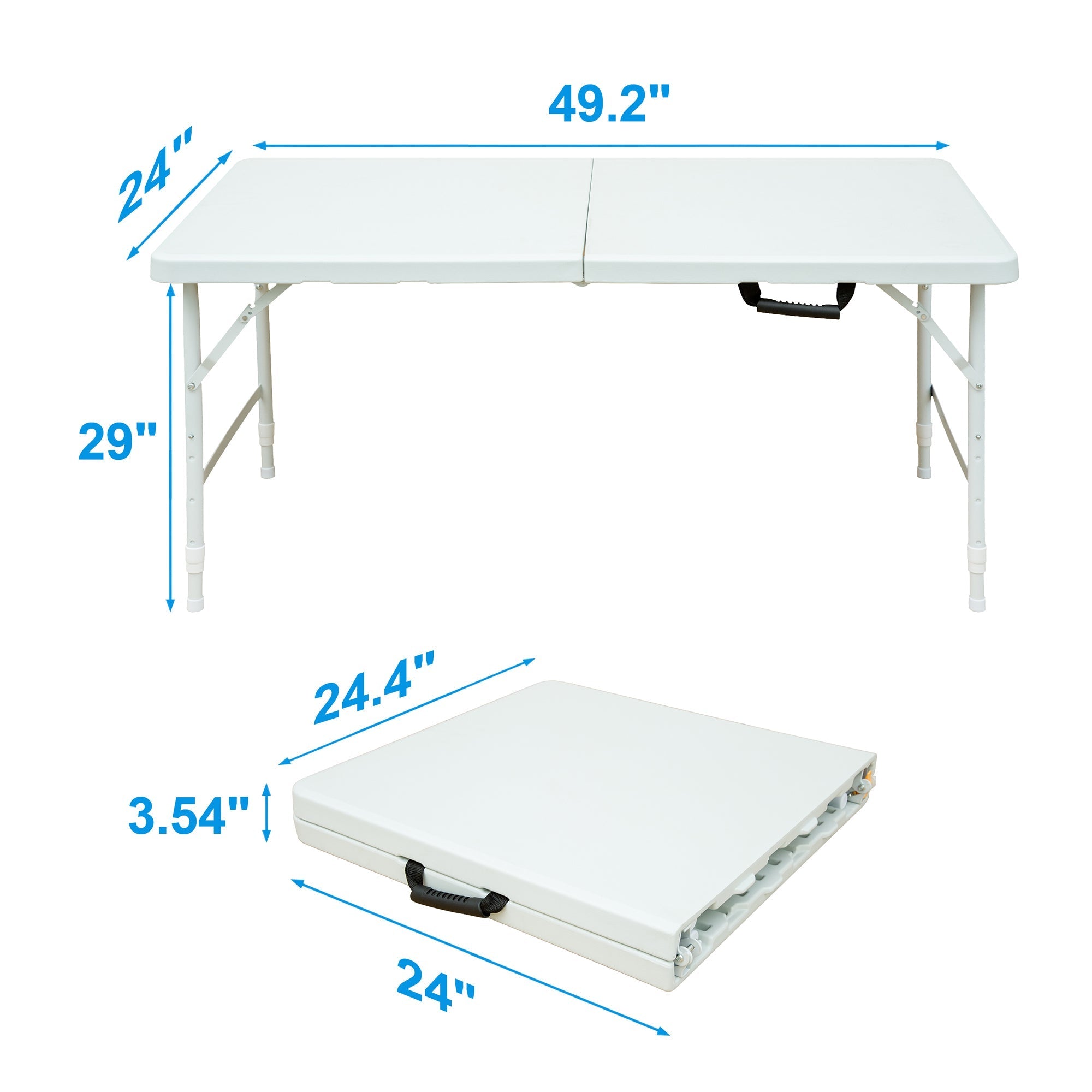 Klapptisch 125cm – Höhenverstellbar, Kompakt, Weiß
