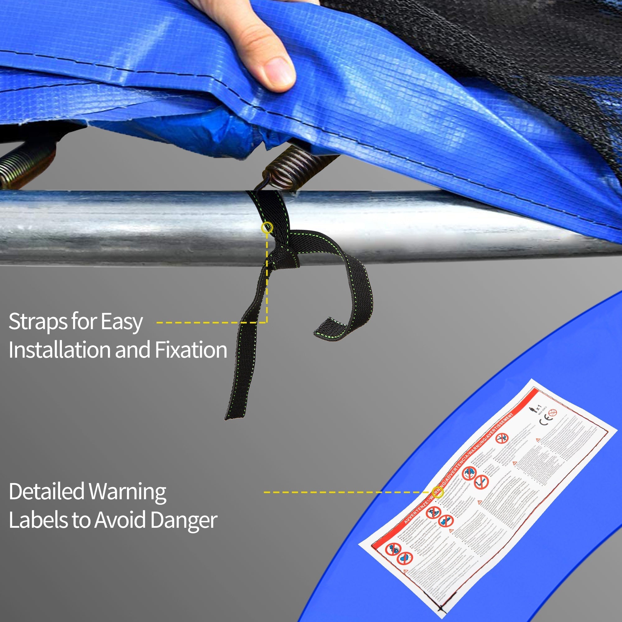 Trampoline Accessory Set 305cm-457cm, Edge Cover, Safety Net, Weather Cover, Ladder, Colorful