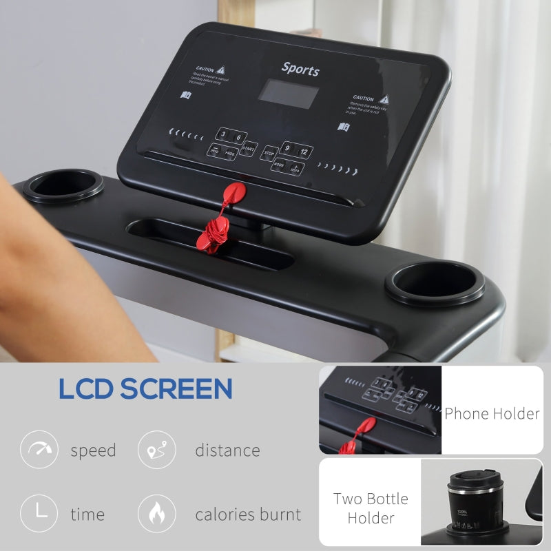 Folding Treadmill for Home, Motorised Running Machine w/ LCD Display, Black