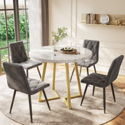 Modern Metal Frame Marble Pattern Round Coffee Table with Gold Stand