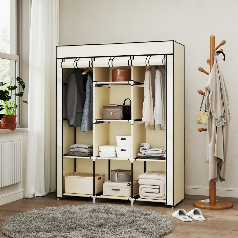 Fabric Wardrobe, Folding, 8 Tiers, Cream White