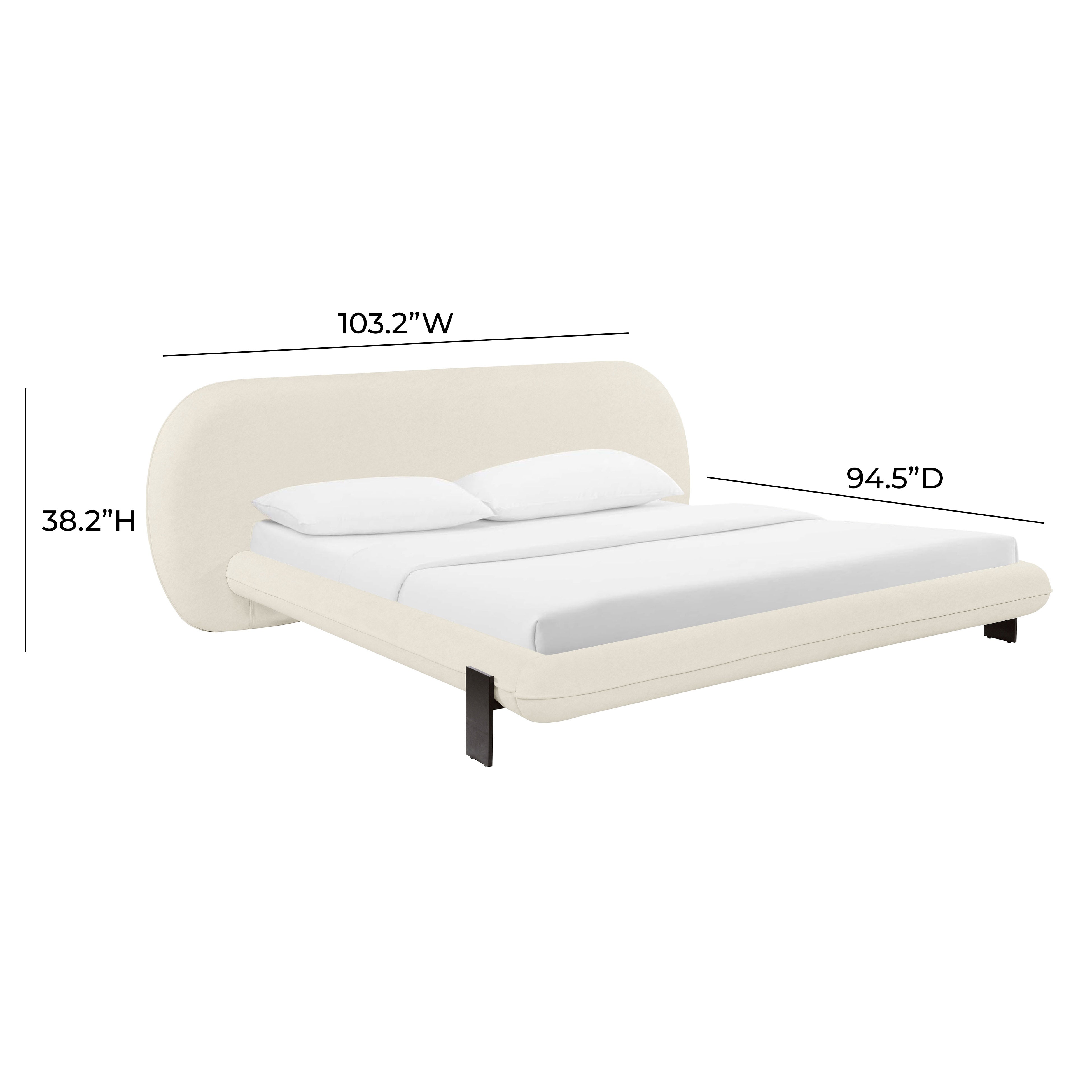 Ophelia Super King Bed Faux Wool Cream