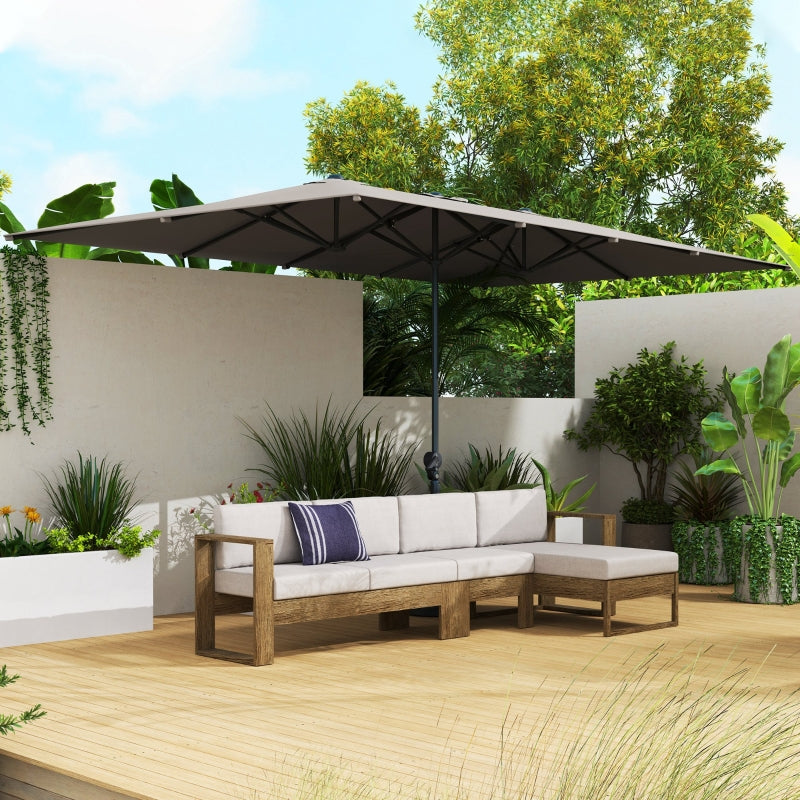 Double Parasol, 451 x 264 cm, UV50+ Protection, Windproof, Dark Gray