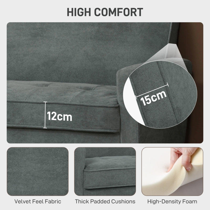 Two-Seater Sofa Velvet-Feel Grey