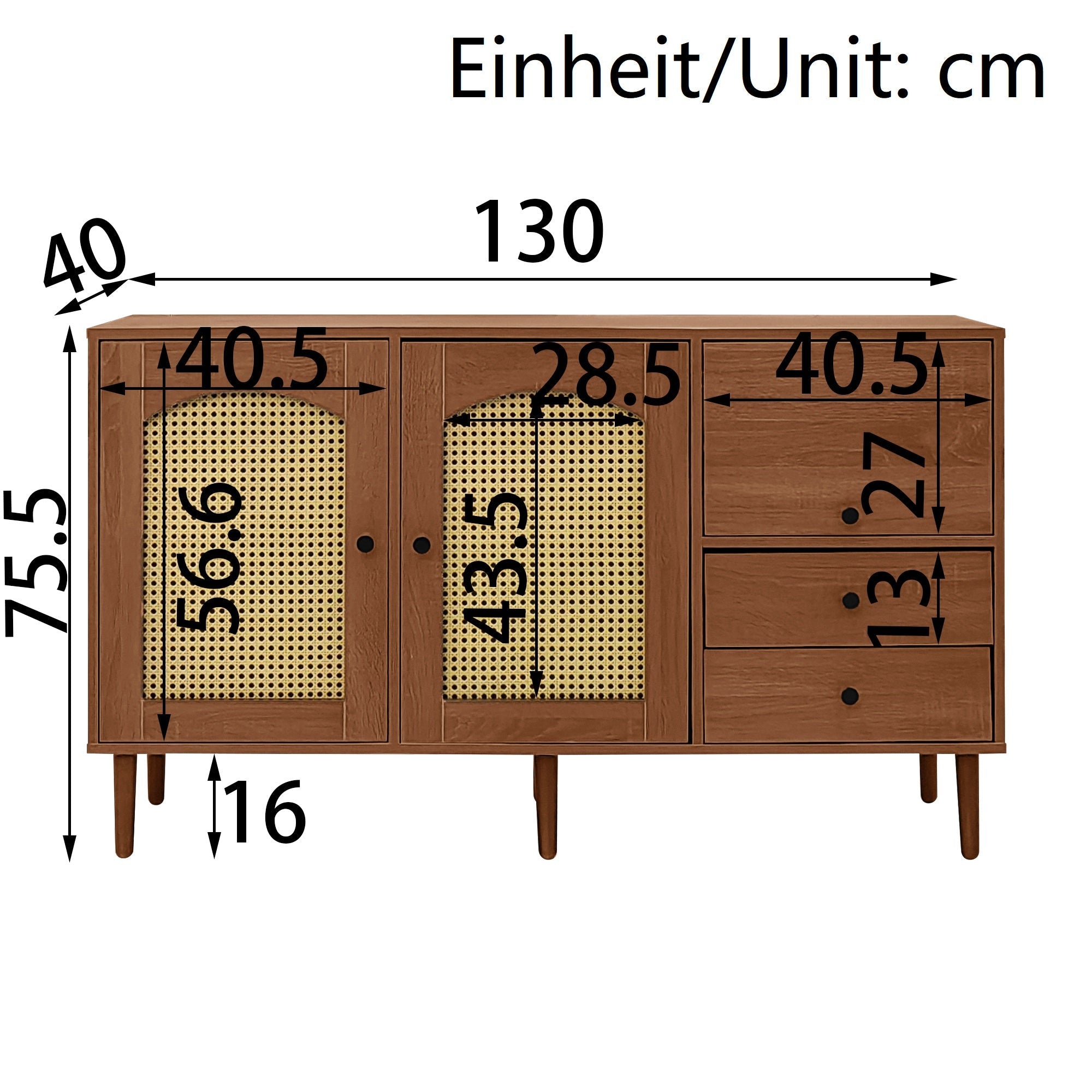 Sideboard Rattan Doors Country-Style