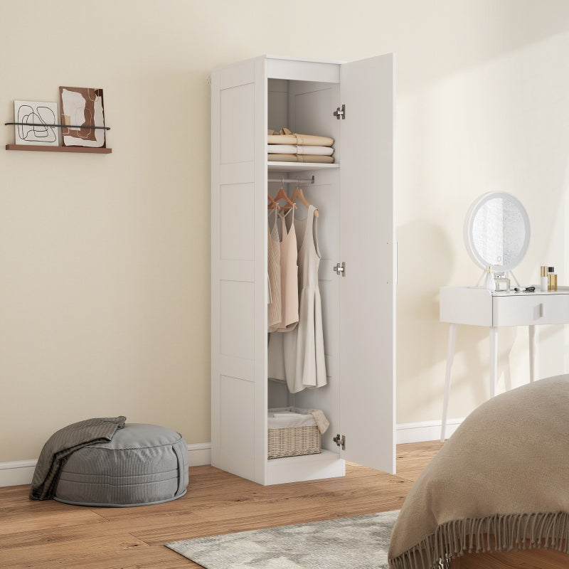 Wardrobe Multi-Purpose Cabinet, Clothes Rail, Shelf, Soft-Close Door, White