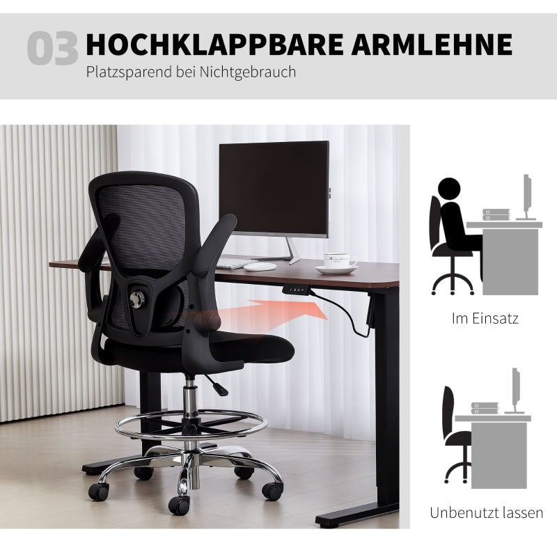 Drawing Chair with Lumbar Support, Height Adjustable, Swivel - Black