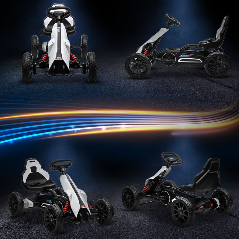 Children's Electric Go-Kart 12V Drift Kart with Adjustable Mode, Safety Belt, White