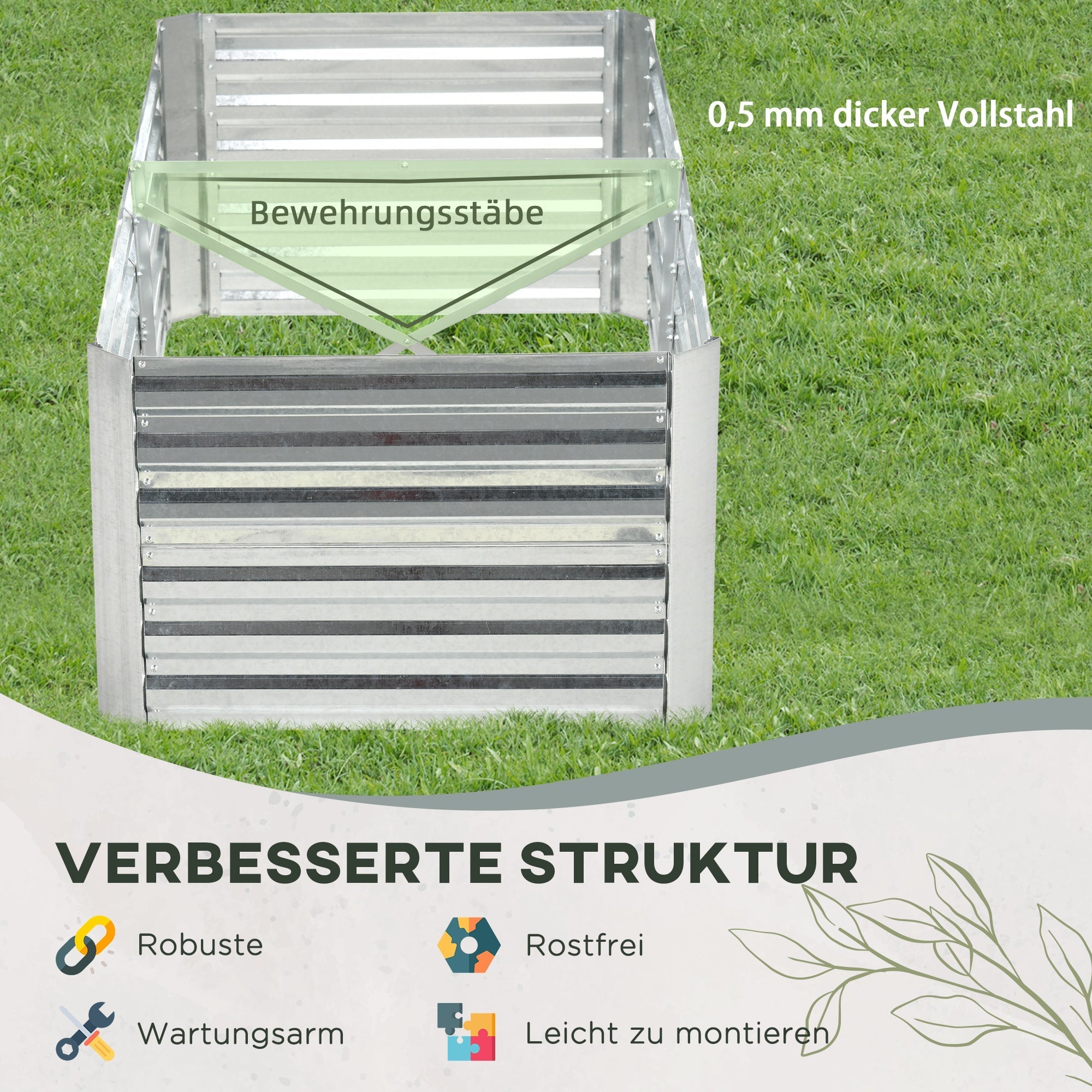 Raised Bed, Garden Planting Planter 180x90x60cm, Steel