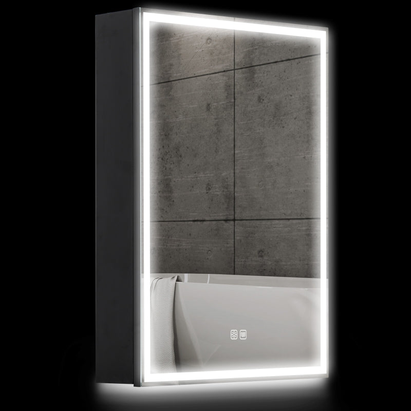 Mirror Cabinet with LED, Dimmable, Anti-Fog, Black