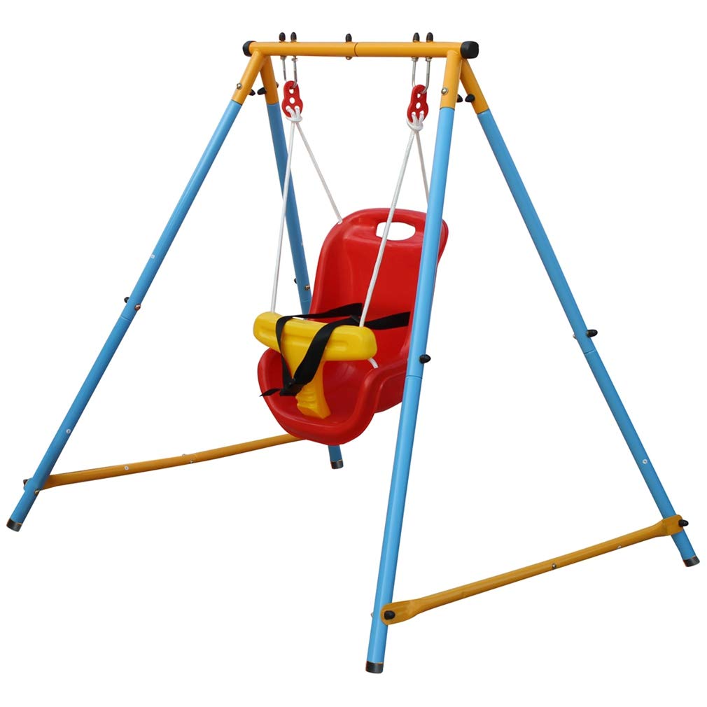 Toddler Swing with Foldable Metal Stand, 3-in-1 Baby Swing Set with Sandbags, for ages 1-10 years
