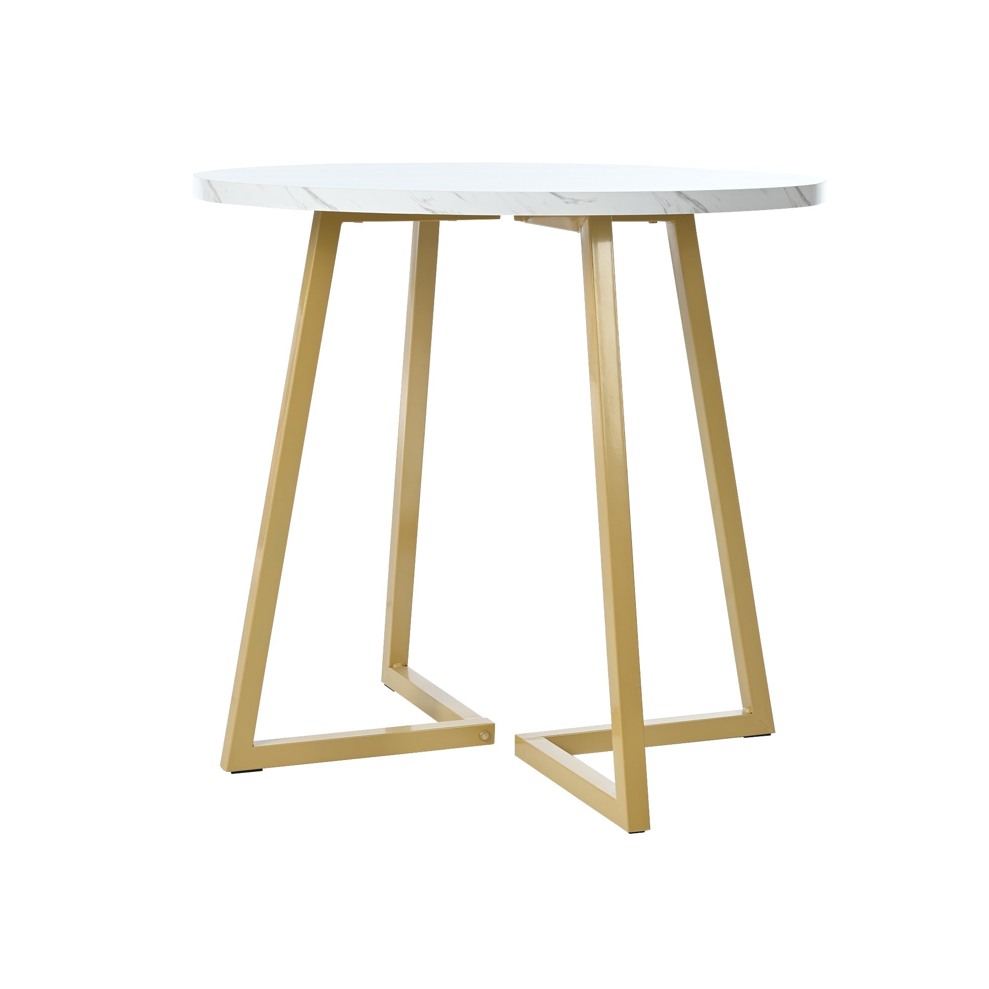 Modern Metal Frame Marble Pattern Round Coffee Table with Gold Stand