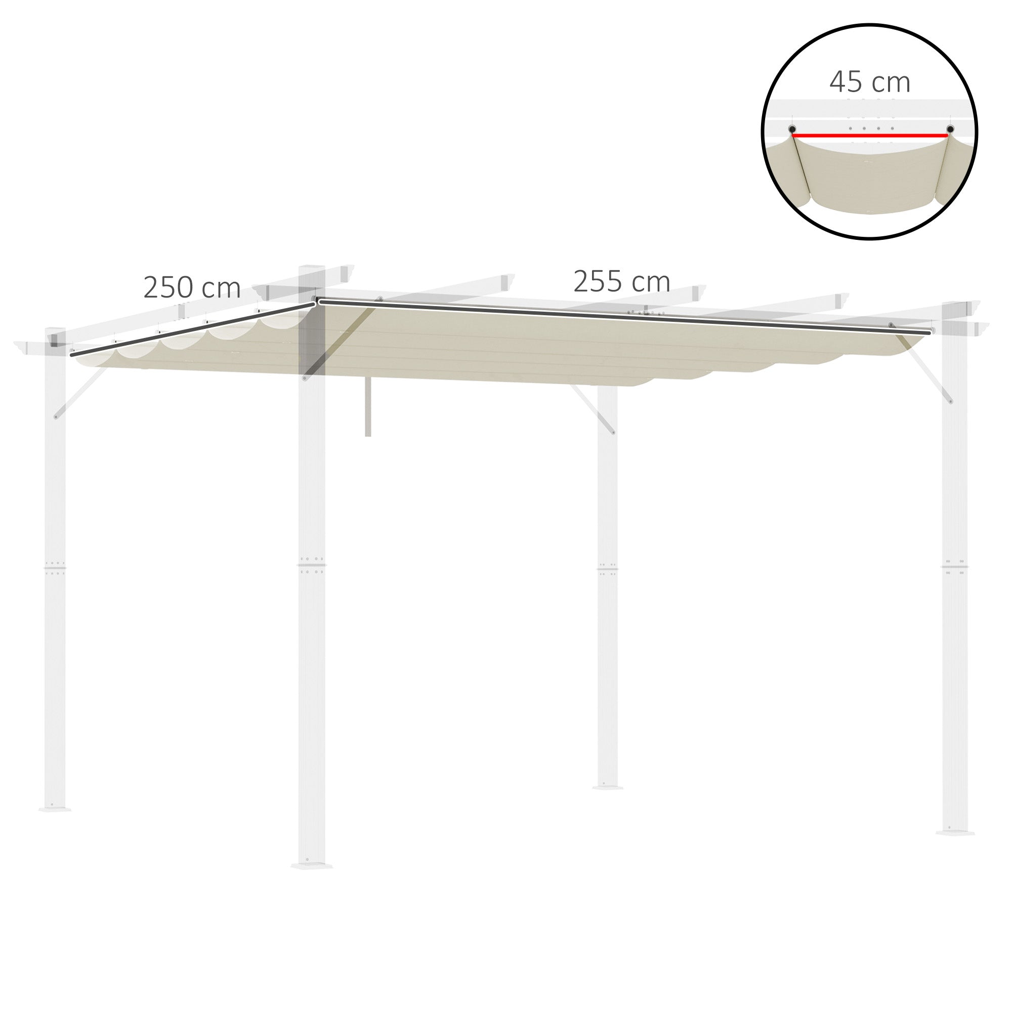 Einziehbare Pergola-Sonnenschutz-Abdeckung Ersatzstoff 3x3m Cremeweiß