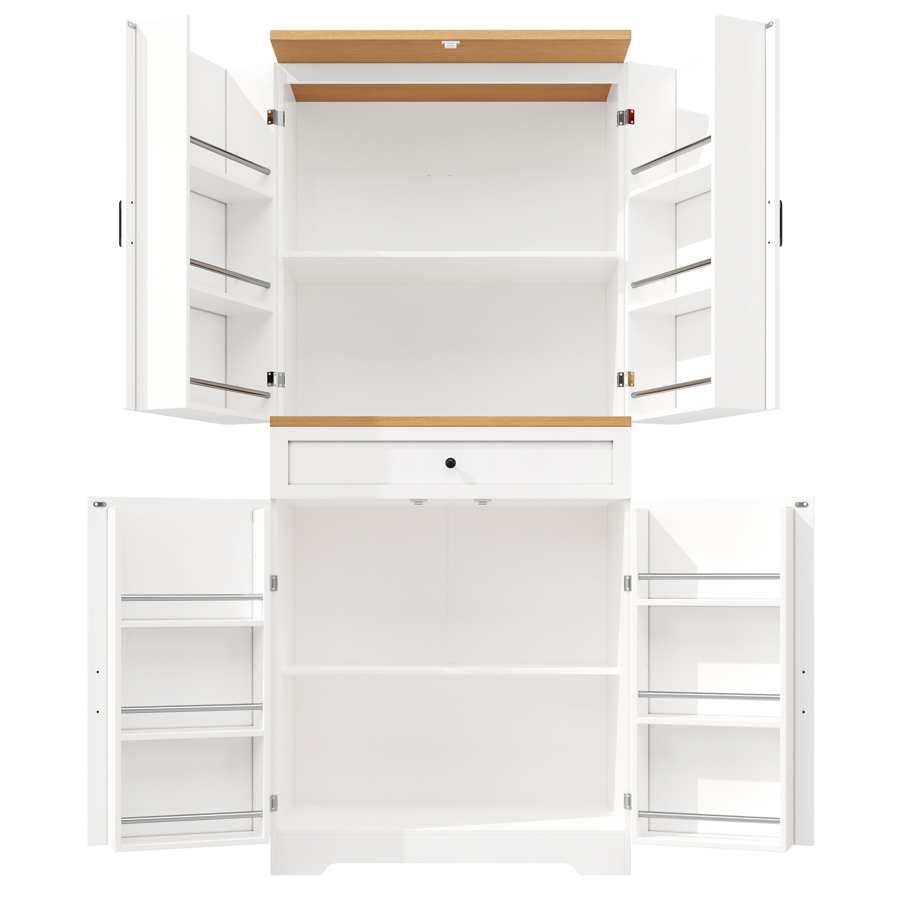 High Kitchen Cabinet 12 Doors & Drawers 80x40x180cm - MDF/Chipboard
