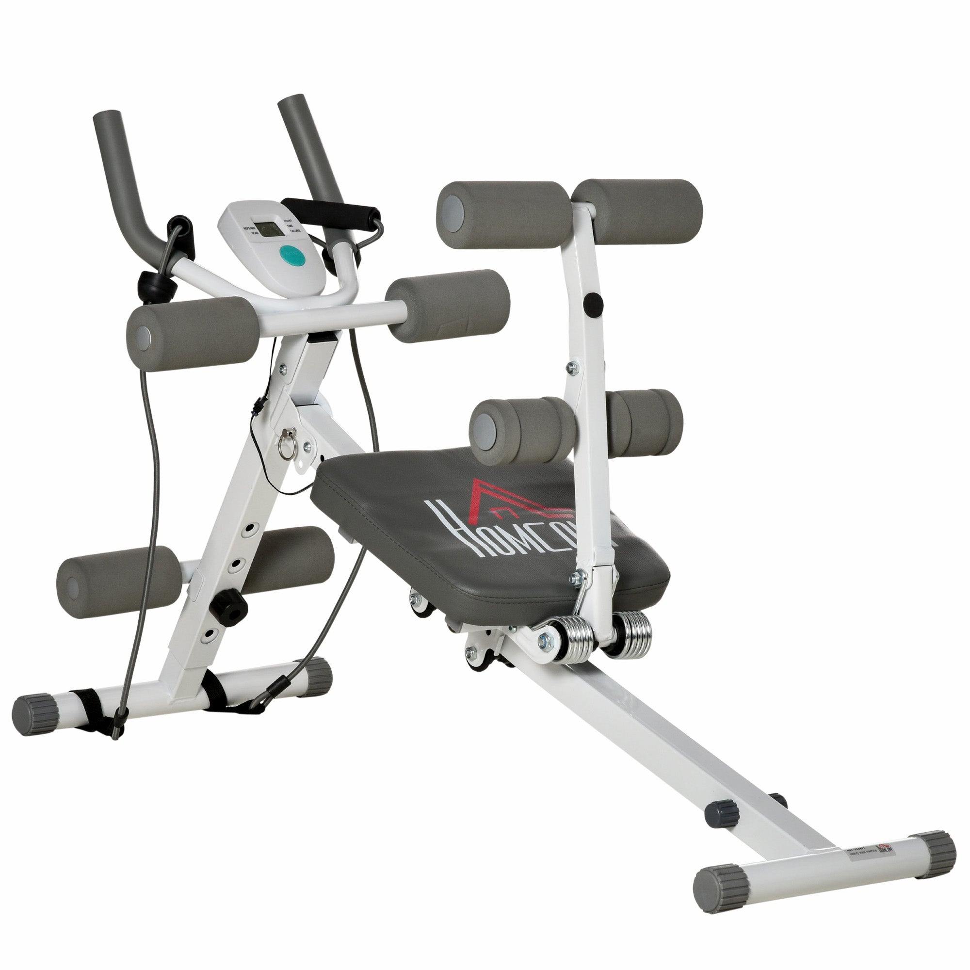 Abdominal Trainer, Adjustable with LCD Display, Steel, White + Gray