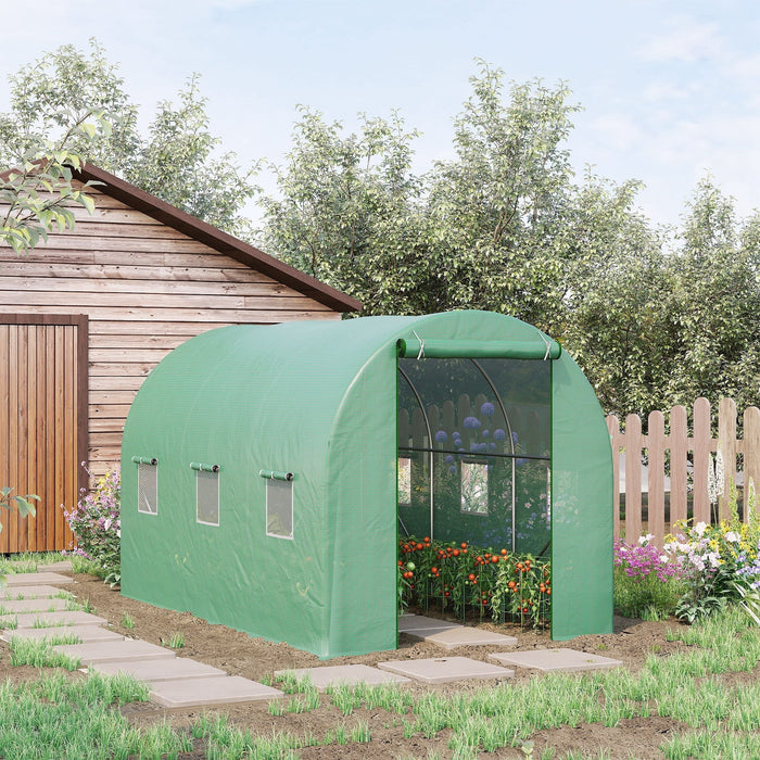 Foil Greenhouse Polytunnel Cold Frame Window 350x200x200cm, Green