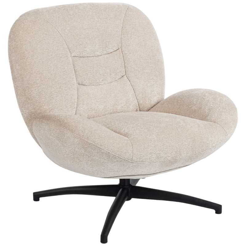 Swivel Upholstered Accent Chair Steel Base - Cream White