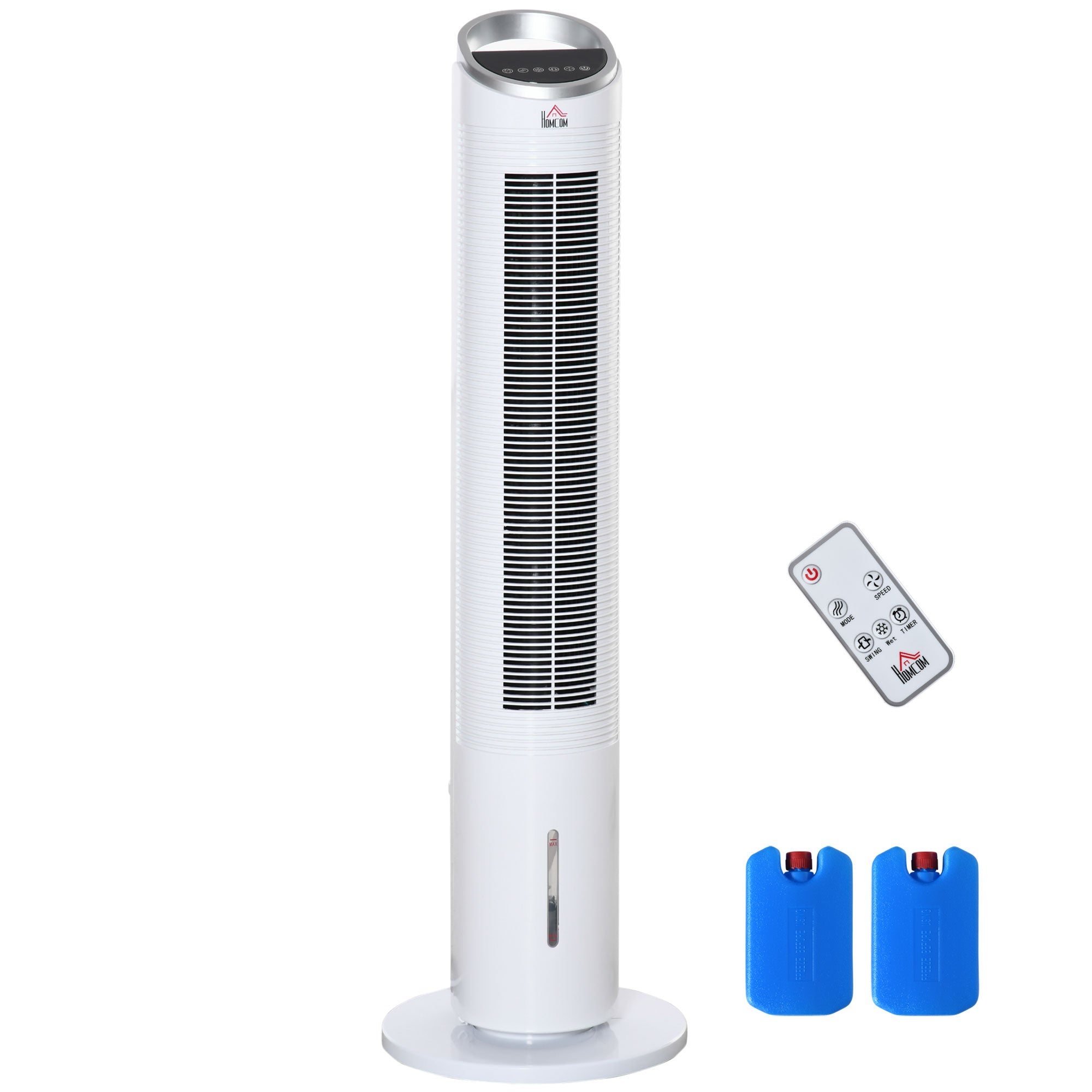 Air Cooler Tower Fan, Water Cooling, 60W, Humidification, 8h Timer, Remote Control