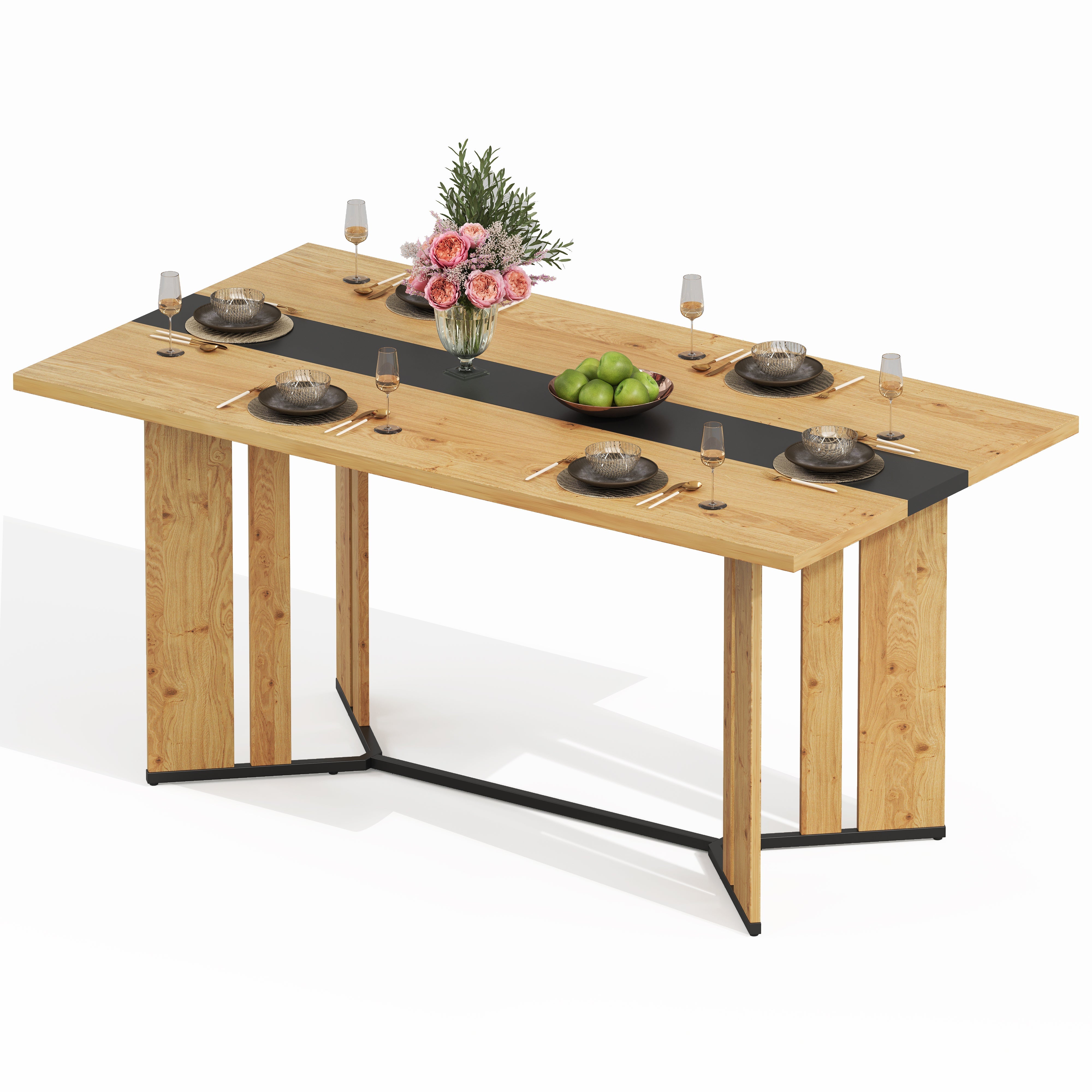 Scandinavian Dining Table 150cm, 2.8cm Thick, Waterproof, Oak Wood