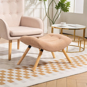 Hocker, gepolstert mit Holzbeinen, Fleece, Braun