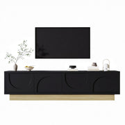 TV Stand with Storage and Cable Management, 175cm, Black Wood Grain