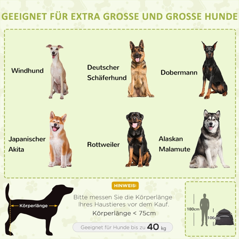 Haustierzelt, Hundehütte mit Netzfenster & Schiebedach, Dunkelgrau