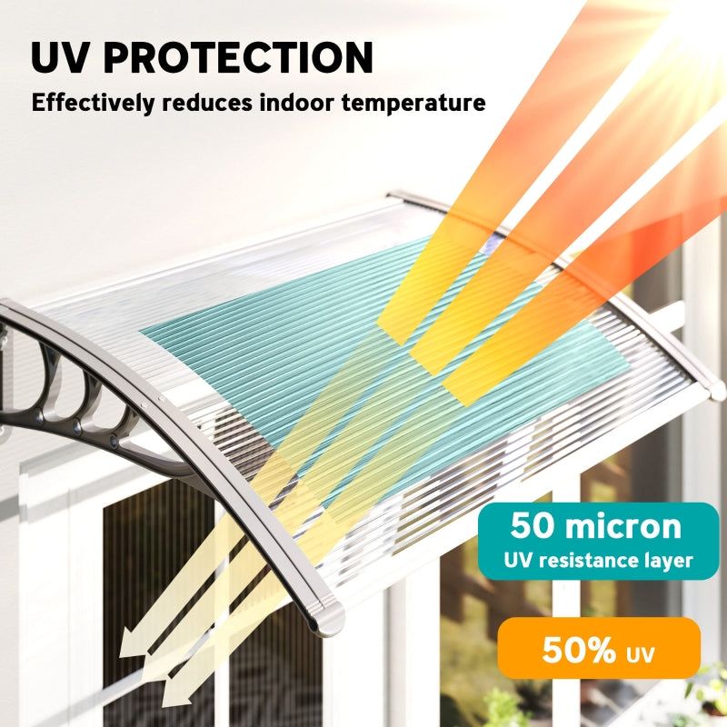 Front Door Canopy Outdoor Awning 100x75cm UV Rain Shelter Polycarbonate Clear