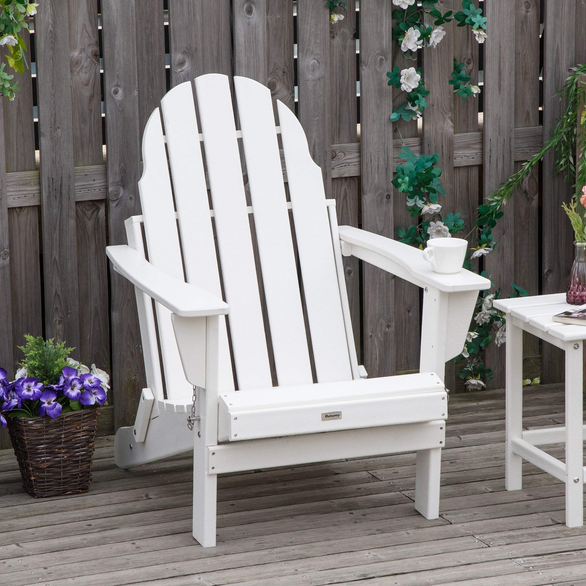 Adirondack Garden Chair, Foldable 75x87x93cm Armchair, White