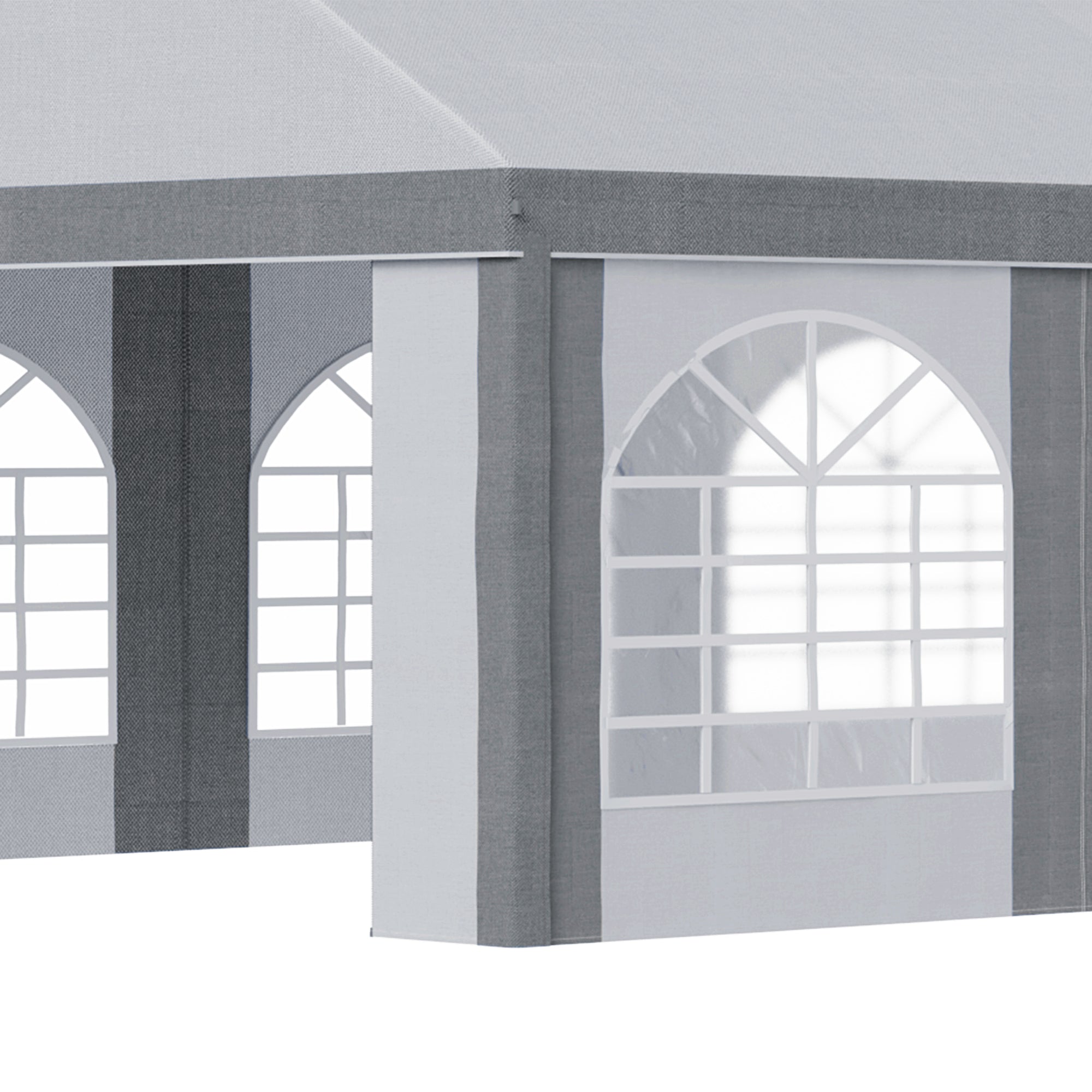 8x4m Galvanised Party Tent Marquee Gazebo with Sides, Eight Windows and Double Doors