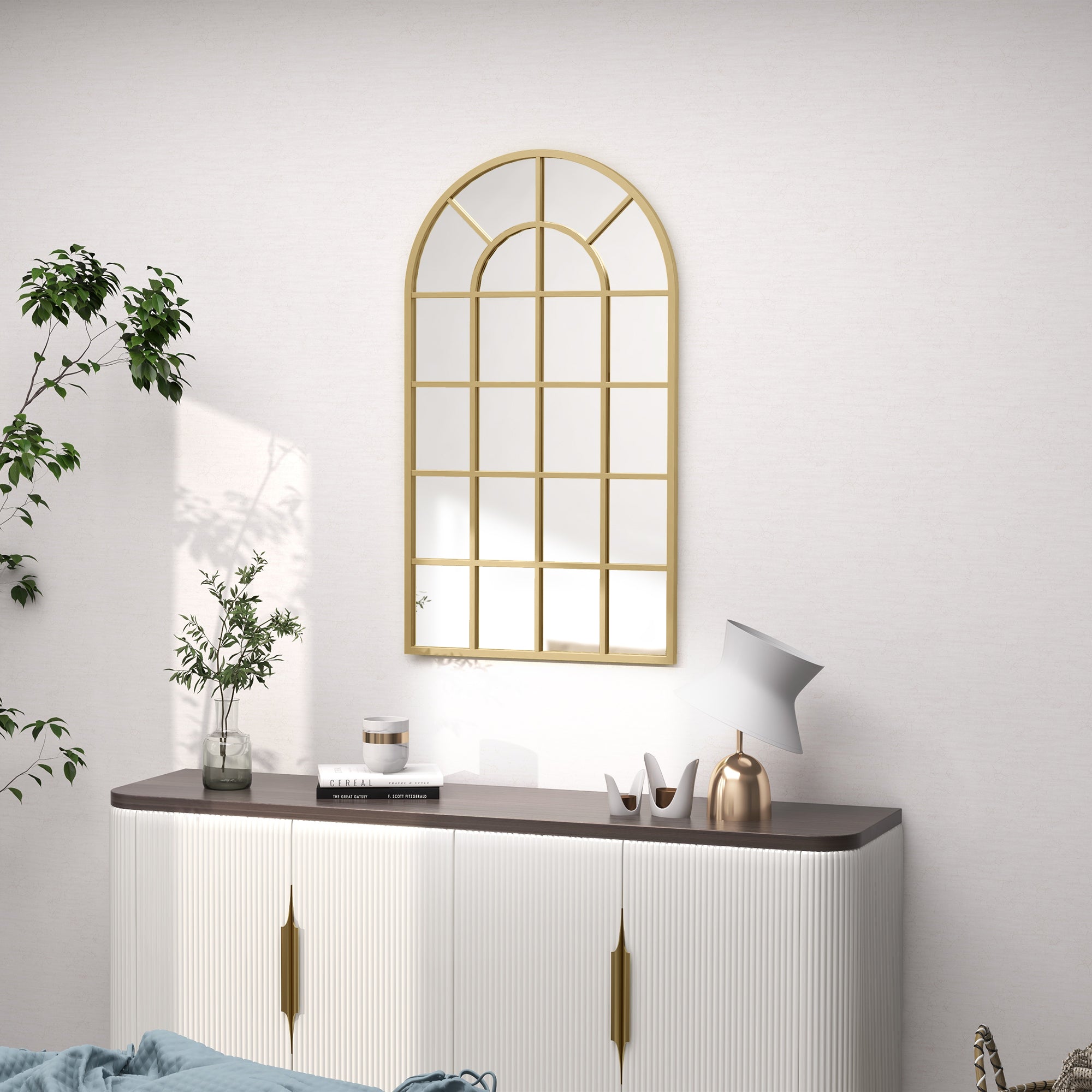 Wall Mirror 110x62cm Hanging Decorative Metal Frame, Gold