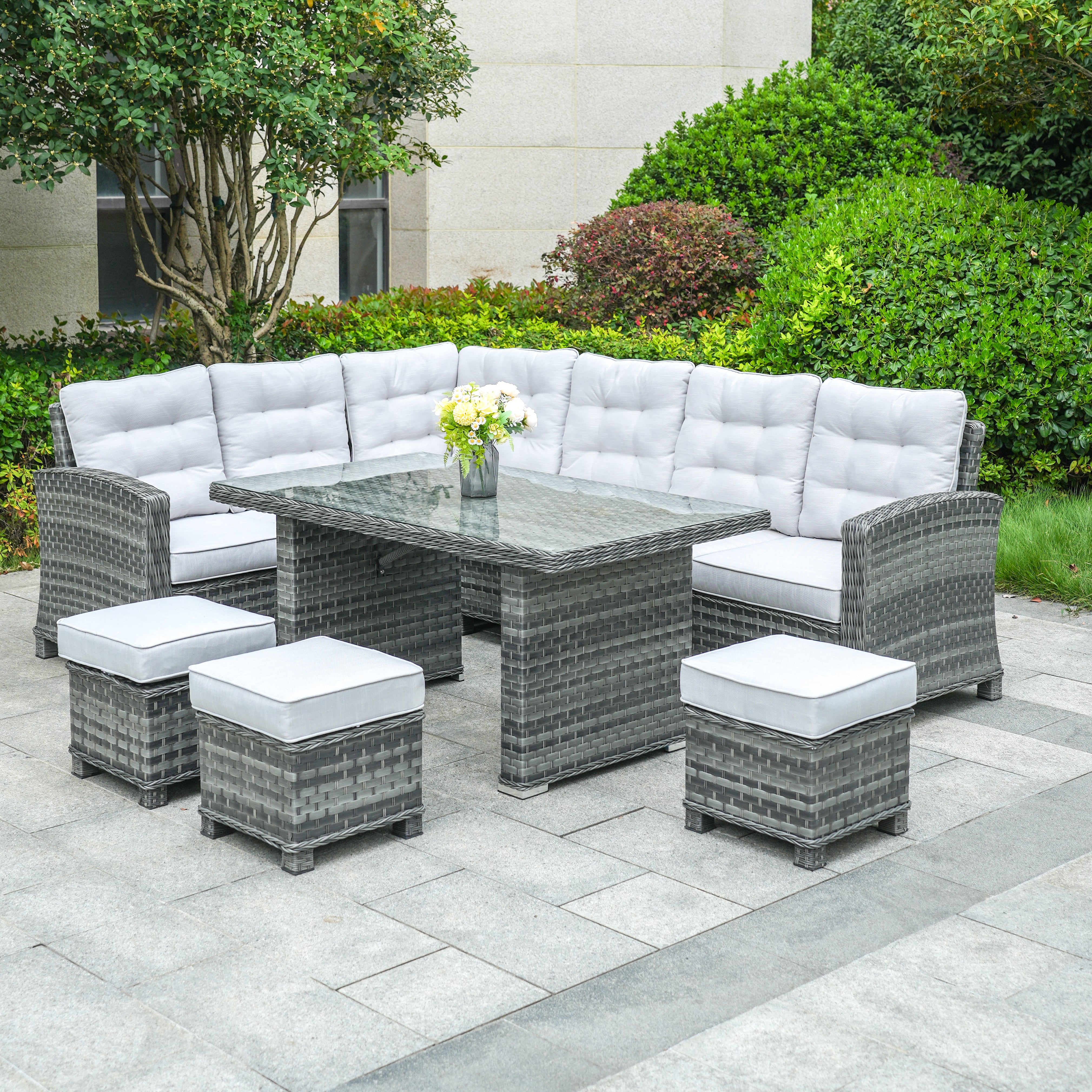 Ravenna - Corner Sofa Set with Rectangular Table (Grey)