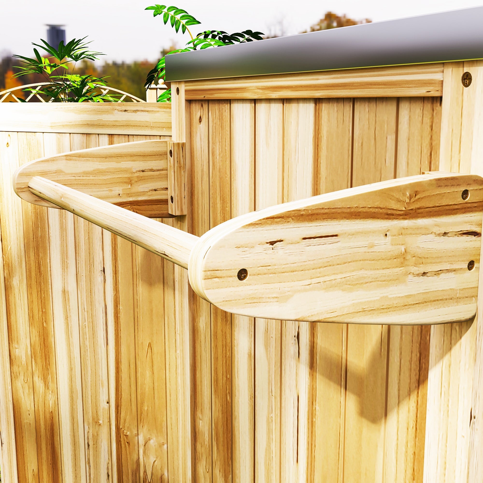 Grill Cart 6-Tier Work Surface Towel Rack Outdoor Trolley, Natural Wood