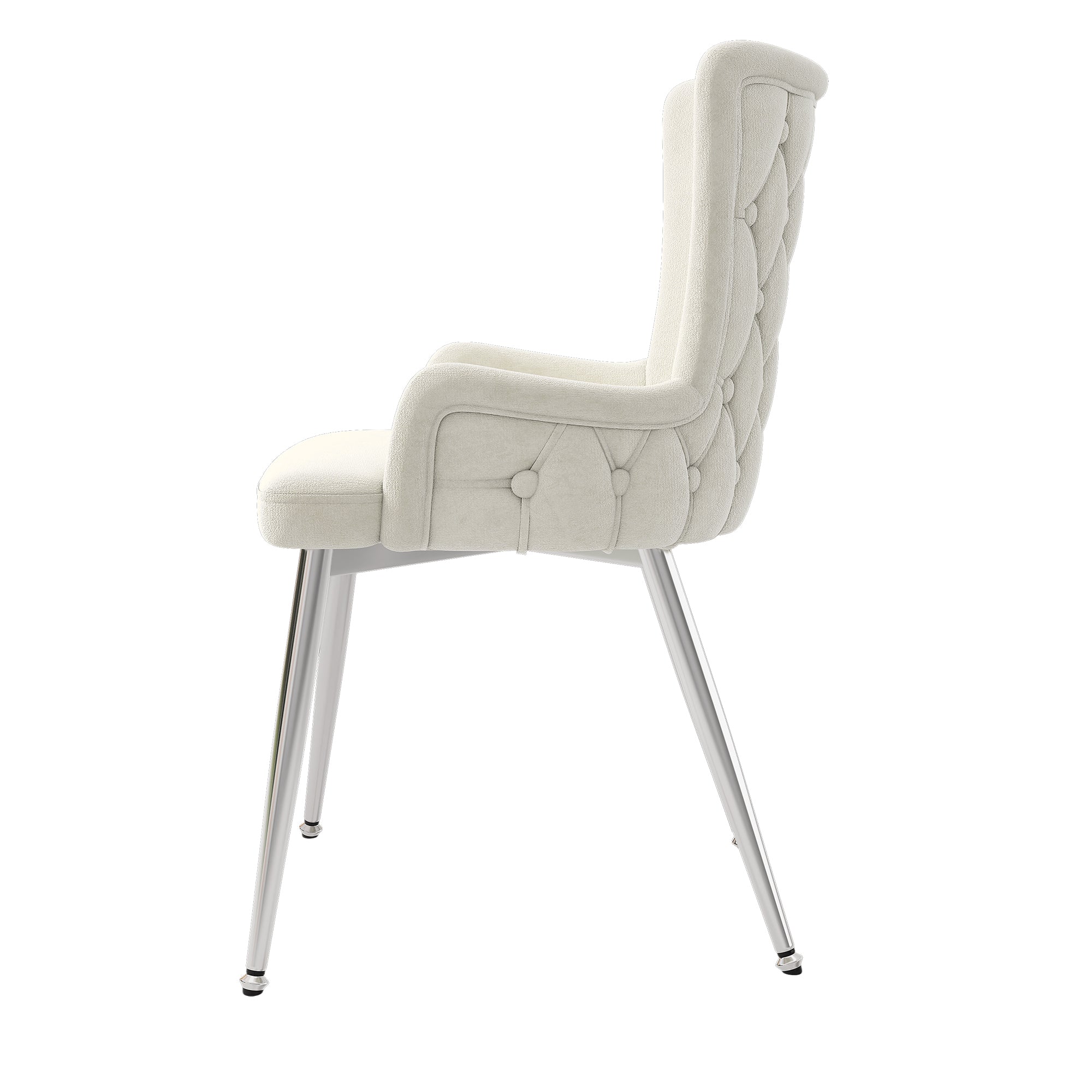 Velvet Chair Set of 2 Silver Metal Legs - Beige