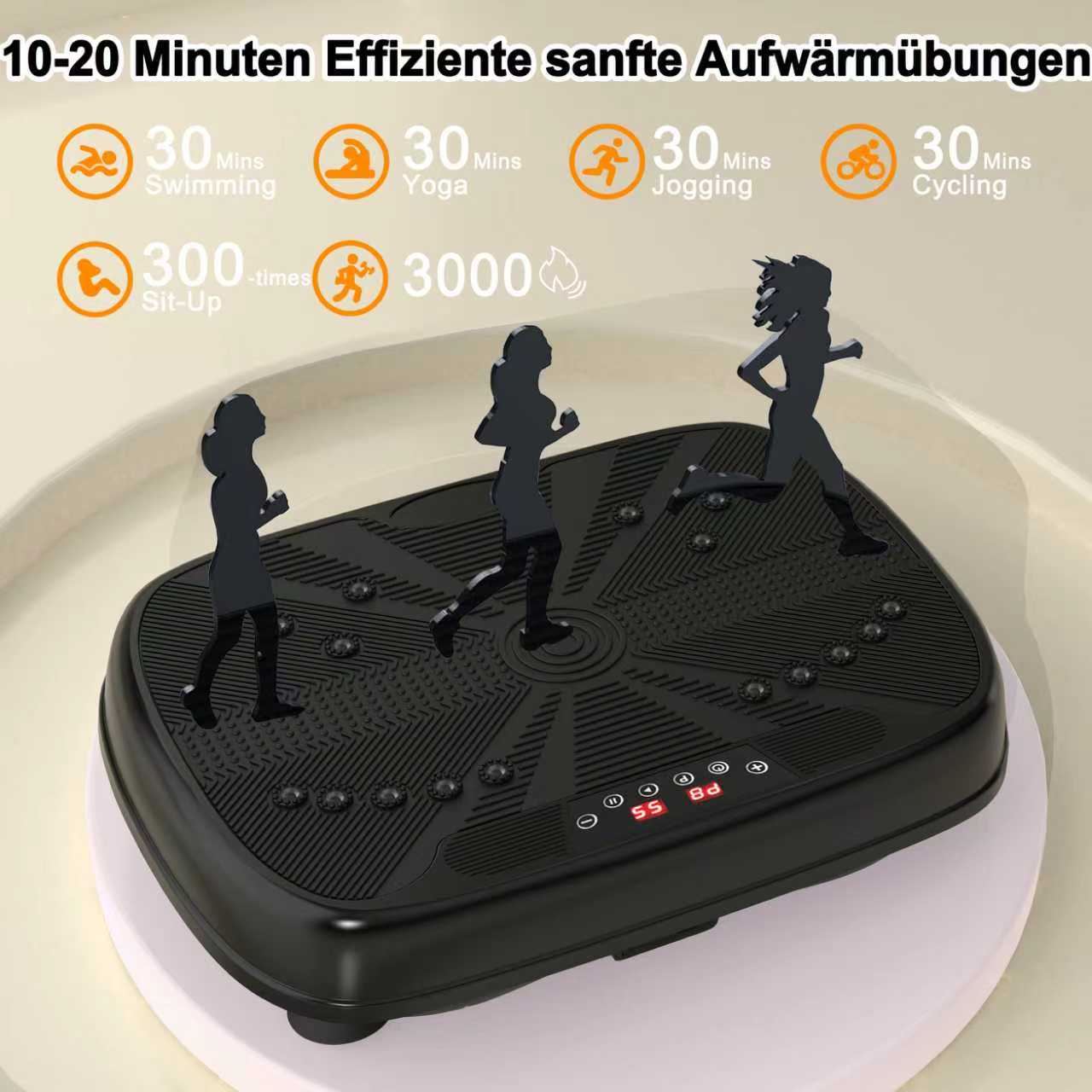 Vibration Plate Training Device, Whole Body Fitness Platform with Resistance Bands & Speed Control, Home Gym Equipment