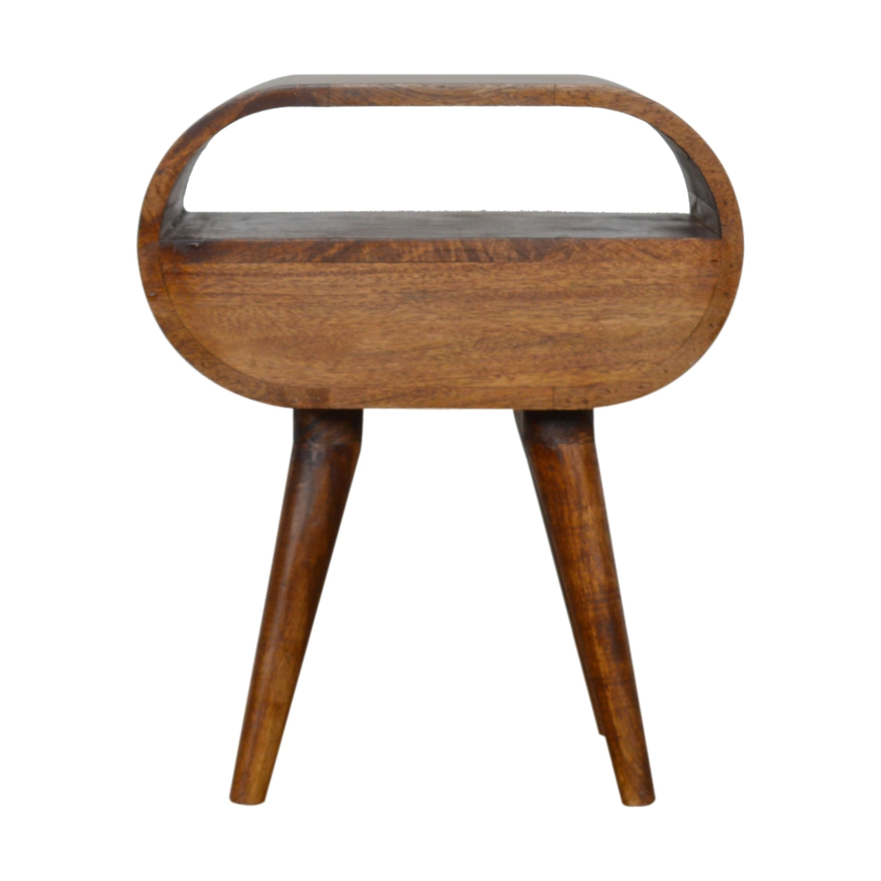 Solid Wood Nightstand, 1 Drawer 1 Open Slot, Chestnut Brown