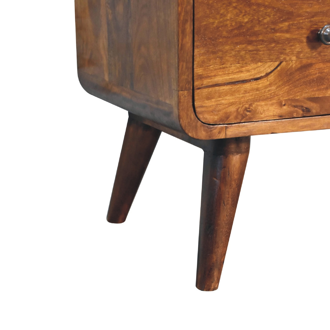 Solid Wood 2 over 3 Curved Chestnut Chest with Nordic Legs, Dark Brown