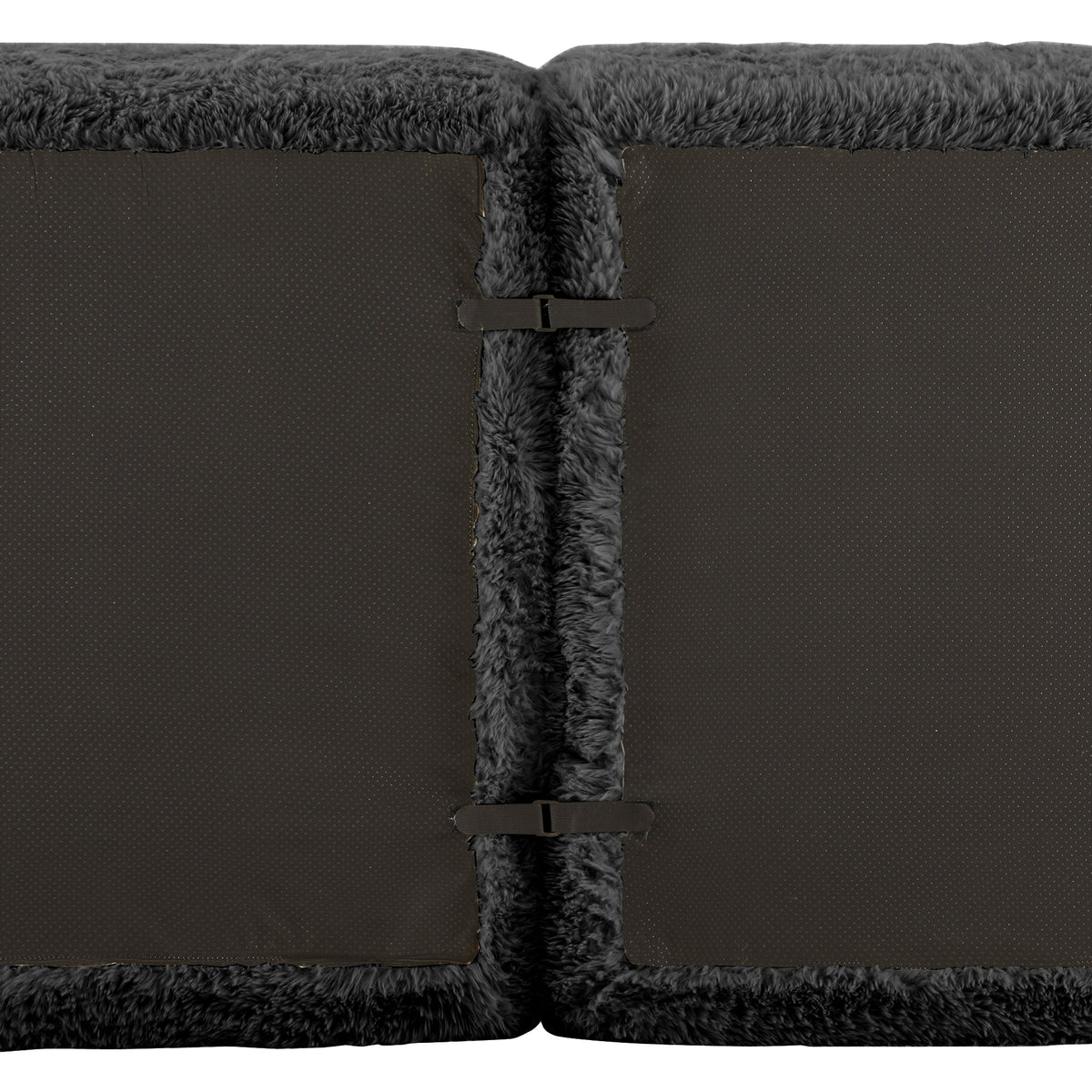 2-Seater Sofa Modular Frameless Plush Fabric with Cushions - Black