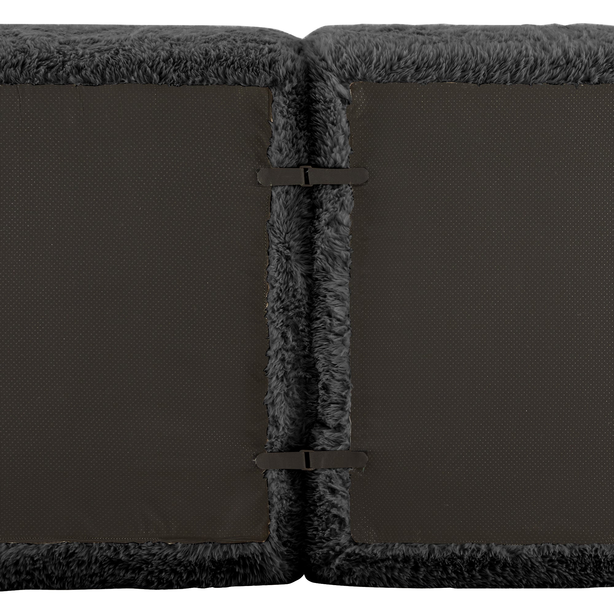 3-Seater Deep Sofa Modular Plush Fabric - Black