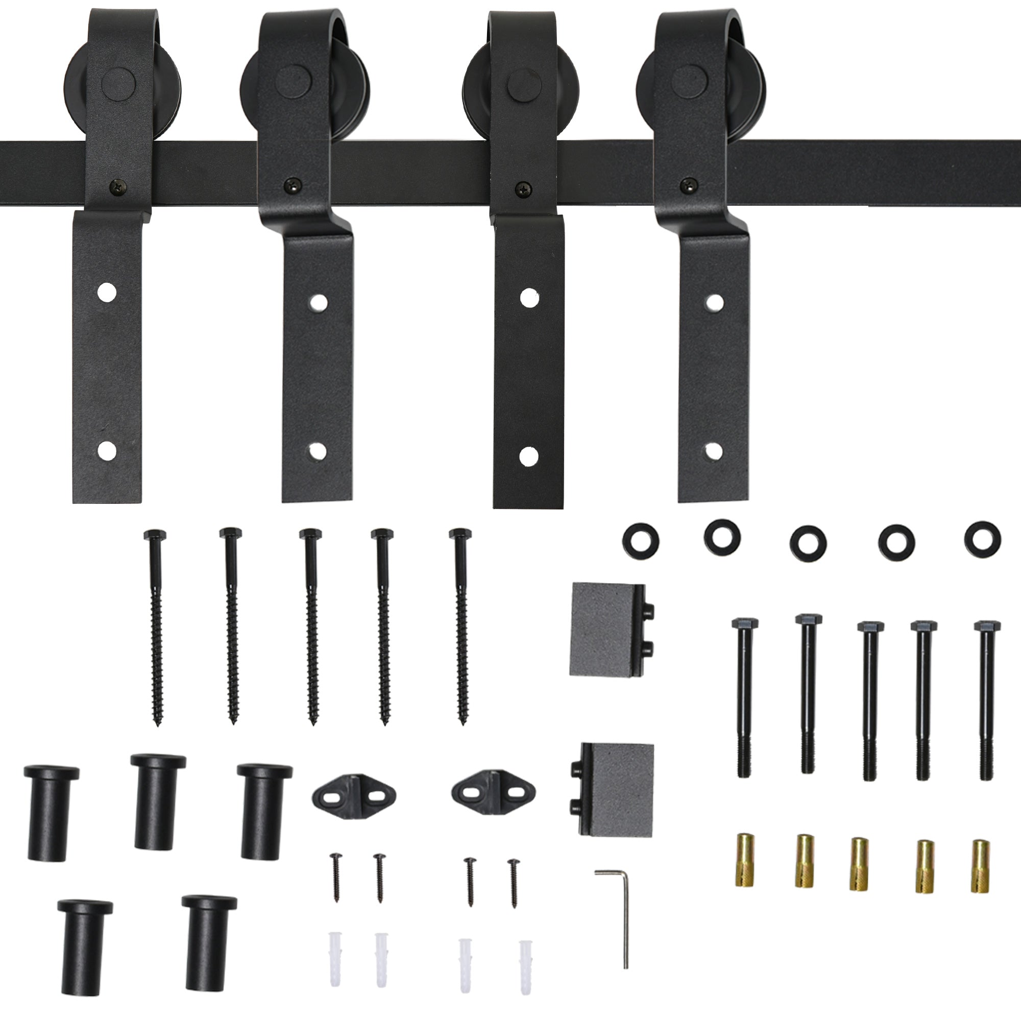 Sliding Door System Track Kit 9 Accessories Carbon Steel Black